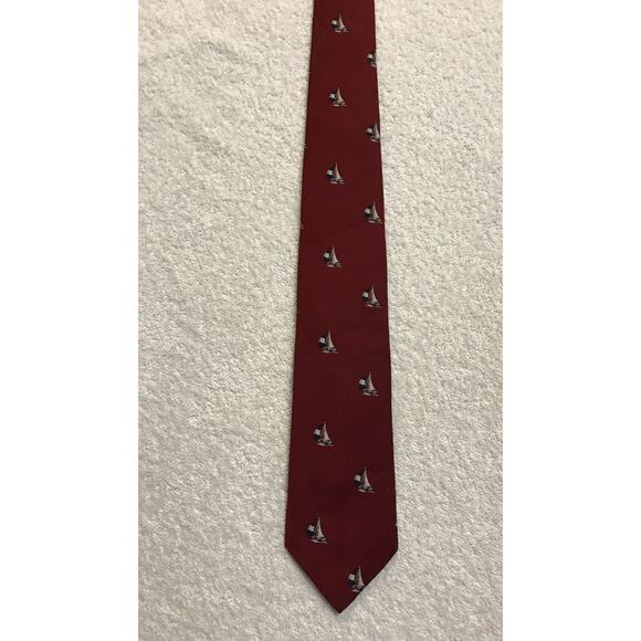 Paddle Sailboats Red Mens Vintage Novelty Tie Necktie 100% Polyester - Picture 3 of 6